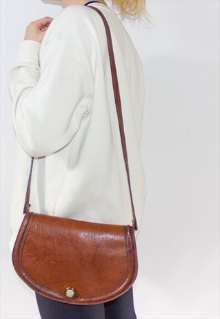 VINTAGE 70'S CHESTNUT LEATHER SHOULDER BAG