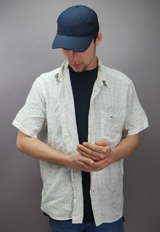 VINTAGE LACOSTE CHECKERED SHIRT IN WHITE WITH LOGO