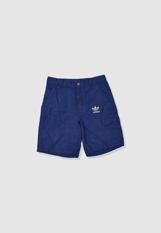 VINTAGE 90S ADIDAS EMBROIDERED LOGO CARGO SHORTS IN NAVY