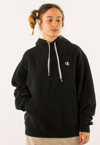VINTAGE BLACK CHAMPION HOODIE PULLOVER