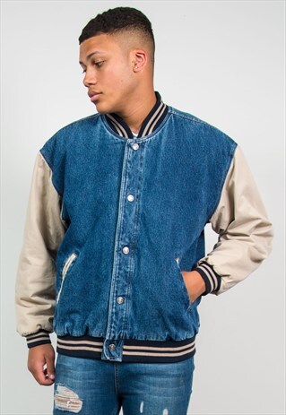 VINTAGE DENIM BASEBALL JACKET