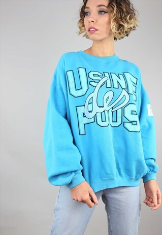 VINTAGE 80S 90S OVERSIZED BLUE SWEATER SWEATSHIRT