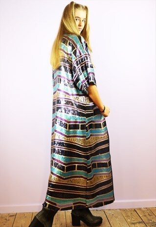 GLITTER MAP SEQUIN LONG KIMONO
