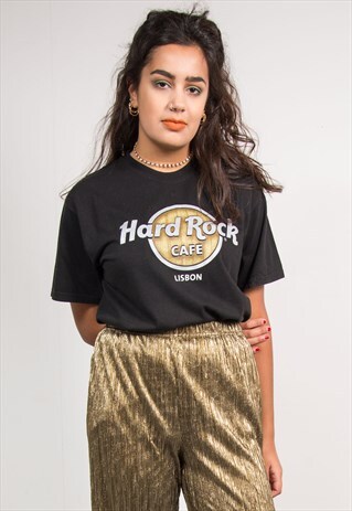 VINTAGE 90'S HARD ROCK CAFE BLACK LISBON T-SHIRT