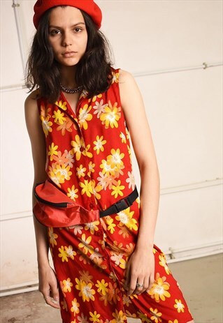 90'S RETRO FLORAL PRINT SUMMER MINI FESTIVAL DRESS