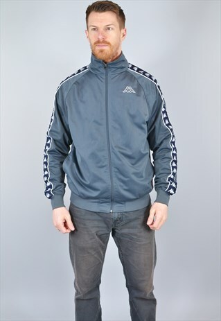 VINTAGE KAPPA CHARCOAL GREY TRACK TOP JACKET