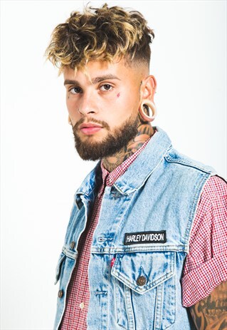 VINTAGE 80S LEVI'S DENIM GILET JACKET / S6068