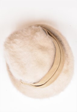 Vintage 90's Fleece Hat Off White