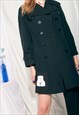 REWORKED VINTAGE TRENCH COAT 70S FEMINIST PATCH BLACK JACKET