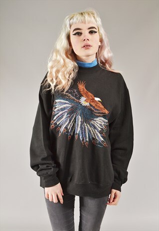 VINTAGE BALD EAGLE SWEATSHIRT BLACK