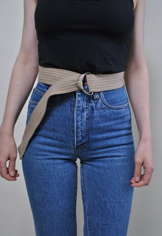 D Ring belt Canvas Cotton beige belt Webbing Belt 