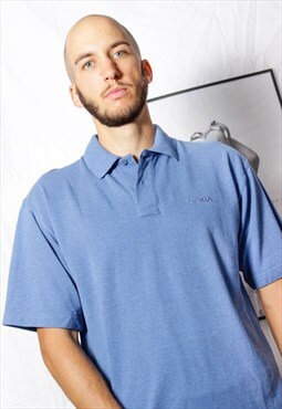 90s vintage y2k grunge normcore NOKIA logo blue pique shirt