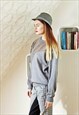 GREY KNITTED VINTAGE JUMPER WITH CORDUROY DETAIL