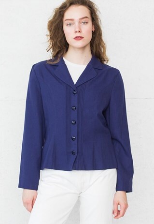 VINTAGE NAVY SUIT BUTTON CLOSURE BLAZER JACKET