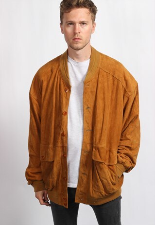 VINTAGE SUEDE OVERSIZED BOMBER JACKET