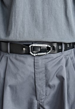 Black Tech Leather Detail Techwear Cargo Belt Y2k