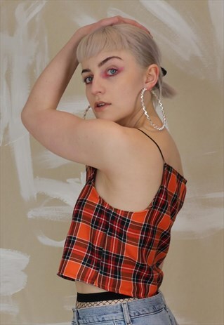 CROP TOP IN ORANGE TARTAN