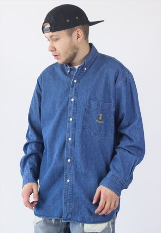 VINTAGE MENS CHAPS X RALPH LAUREN DENIM LONG SLEEVE SHIRT