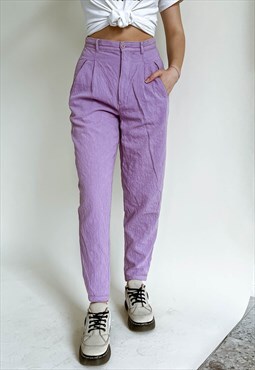 Vintage 80s High Waist Pleat Front Purple Mom Trousers S