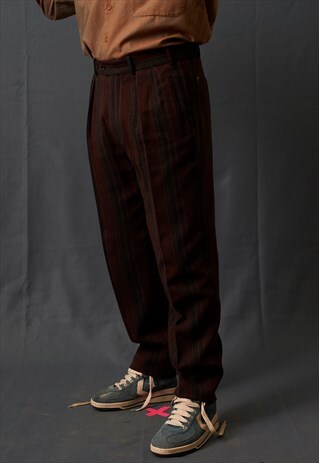 90S VINTAGE MISSONI MULTICOLOR STRIPED PLEATED TROUSERS