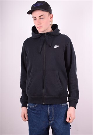 NIKE MENS VINTAGE HOODIE JACKET MEDIUM BLACK 90'S