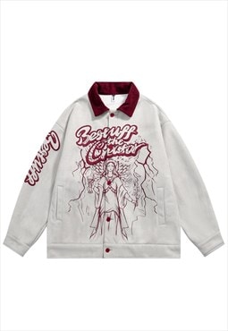Gothic print jacket grunge utility varsity gorpcore coat
