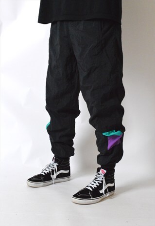 VINTAGE 90S BLACK SHELL PANTS