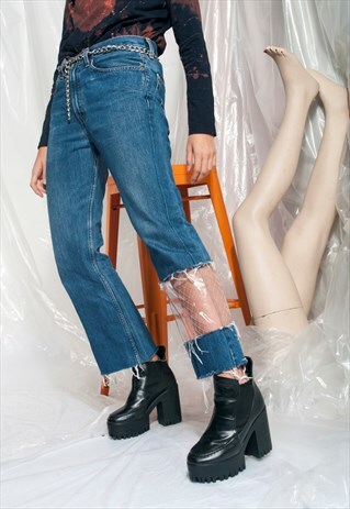 VINTAGE LEVI'S JEANS 90S REWORKED CLEAR PVC DENIM TROUSERS