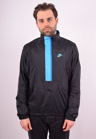 NIKE MENS VINTAGE TRACKSUIT TOP LARGE BLACK 90'S