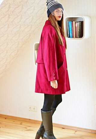 CHERRY RED VINTAGE WOOL COAT