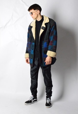 VINTAGE 90S AZTEC WOOL BLEND WINTER COAT