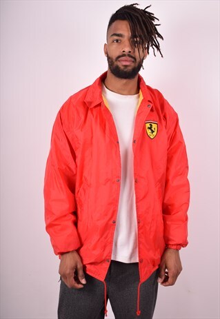 FERRARI MENS VINTAGE RAIN JACKET LARGE RED 90S