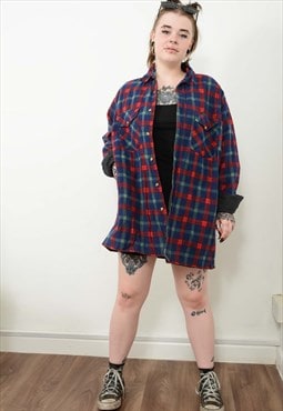 Vintage 90s Flannel Jacket Quilted Red Check Size L
