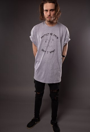 OVERSIZED T-SHIRT IN GREY WITH BLACK MOTIF