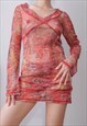 VINTAGE Y2K RAVE MESH TUNIC MINI DRESS