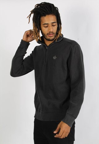 VINTAGE 90'S OVERSIZE BASICS SWEATSHIRT 1/4 ZIP BLACK