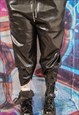FAUX LEATHER JOGGERS PU CROPPED SNAKE OVERALLS IN BLACK