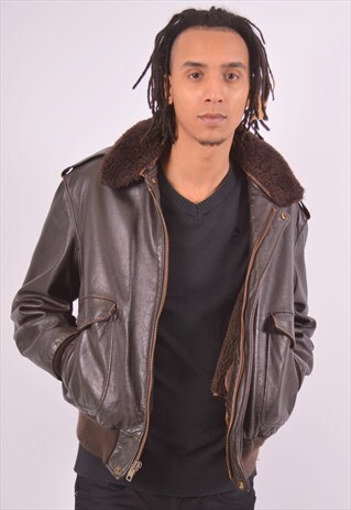 VINTAGE SCHOTT LEATHER FLIGHT JACKET SHEEPSKIN BROWN