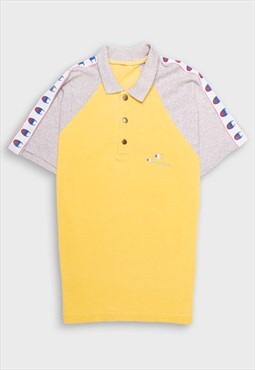 '90s Champion grey and yellow polo shirt