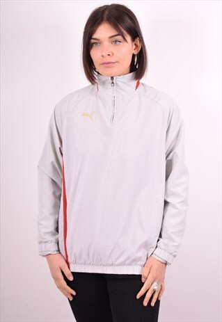 PUMA WOMENS VINTAGE TRACKSUIT TOP MEDIUM GREY 90S