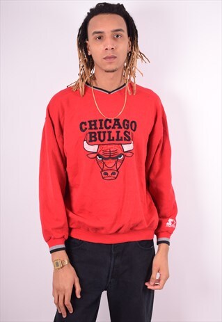 STARTER MENS VINTAGE SWEATSHIRT JUMPER LARGE RED 90'S