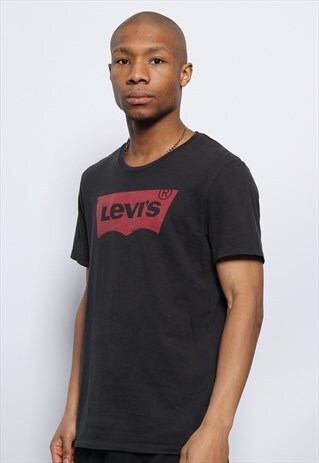 VINTAGE LEVIS BIG SPELL OUT LOGO T-SHIRT BLACK