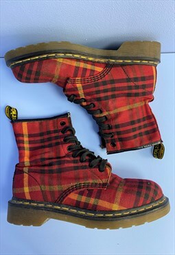 Dr. Marten Tyree Boots Red Tartan Plaid Check Ankle