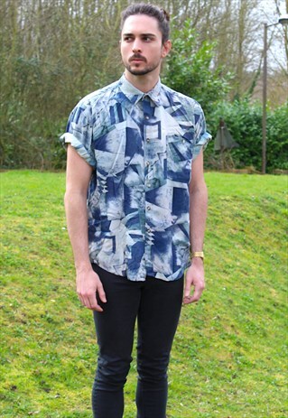 VINTAGE 80S ART NERD SHIRT - MEDIUM - FESTIVAL - RETRO