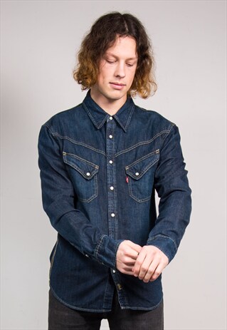 90'S VINTAGE DARK BLUE DENIM LEVI'S WESTERN SHIRT