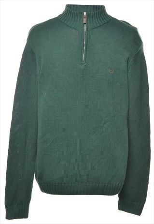 VINTAGE CHAPS DARK GREEN POLO NECK JUMPER - L