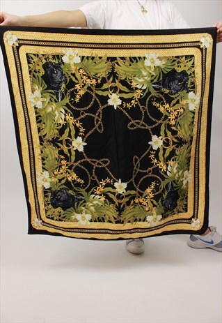 VINTAGE DETAILED PATTERNED SILKY SCARF