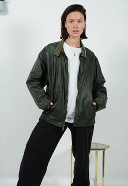 Vintage 90s Woolrich Wax Jacket Green Unisex Size L 