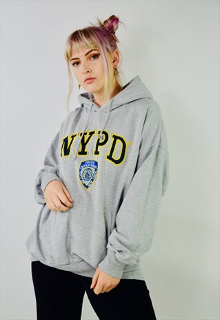 VINTAGE USA NYPD EMBROIDERED HOODIE