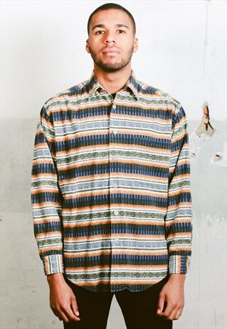 VINTAGE AZTEC STRIPED FLANNEL SHIRT